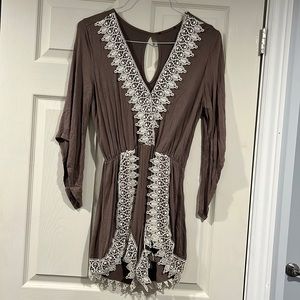 Brown lace romper, size s